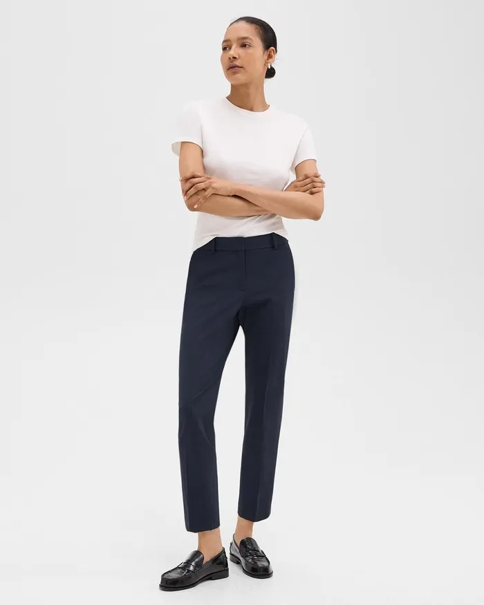 Women Pants Theory Treeca Pant In Good Wool Nocturne Navy