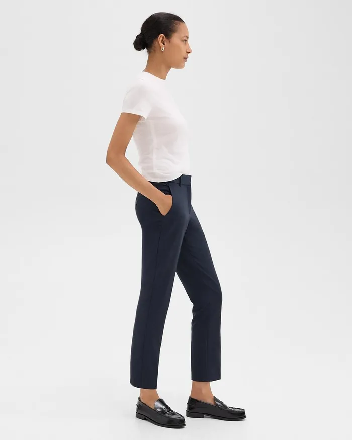 Women Pants Theory Treeca Pant In Good Wool Nocturne Navy