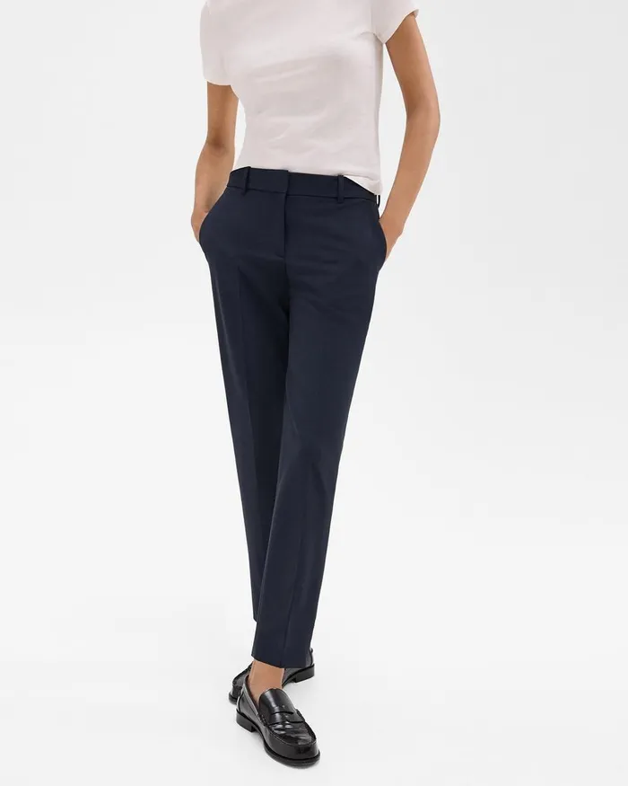 Women Pants Theory Treeca Pant In Good Wool Nocturne Navy
