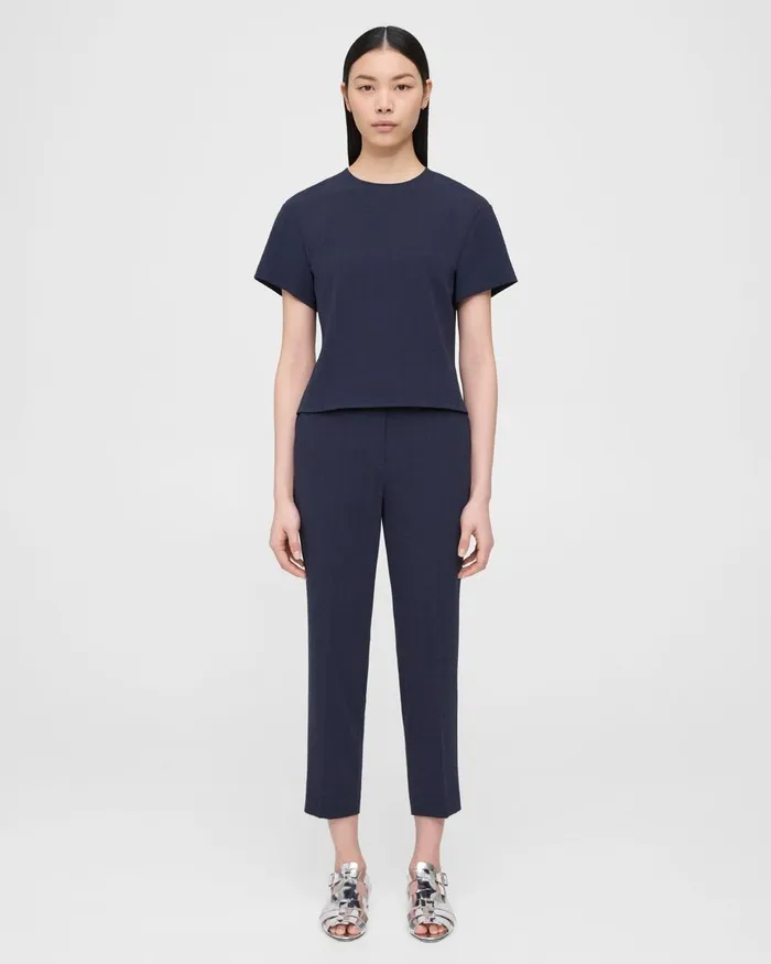 Women Pants Theory Treeca PullOn Pant In Striped Admiral Crepe Nocturne Navy