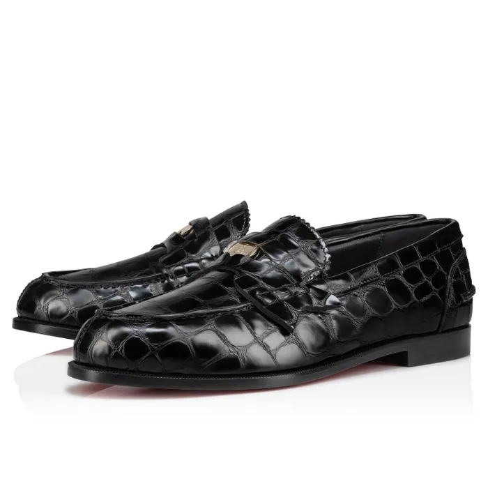 Women Penny Loafers 8211 Alligator Embossed Calf Leather 8211 Black Christian Louboutin Flats and Loafers Women Penny Loafers 8211 Alligator Embossed Calf Leather 8211 Black Christian Louboutin Flats and Loafers