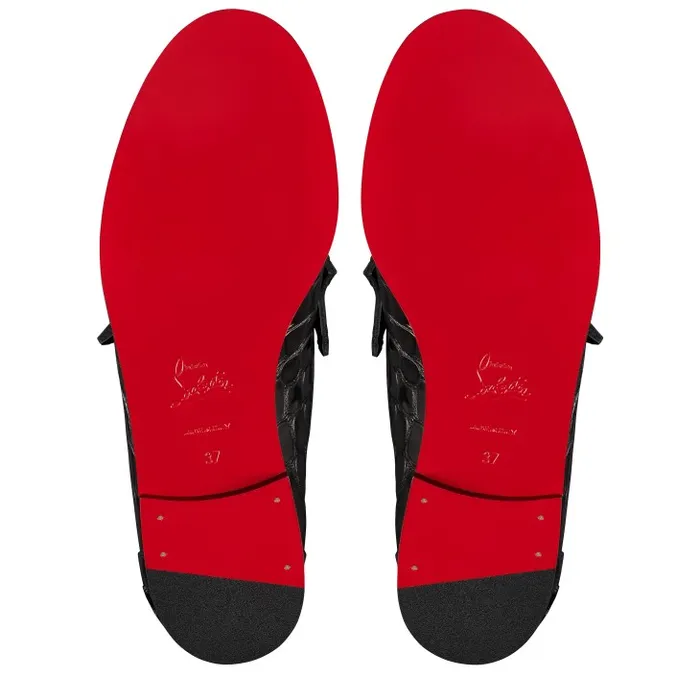 Women Penny Loafers 8211 Alligator Embossed Calf Leather 8211 Black Christian Louboutin Flats and Loafers