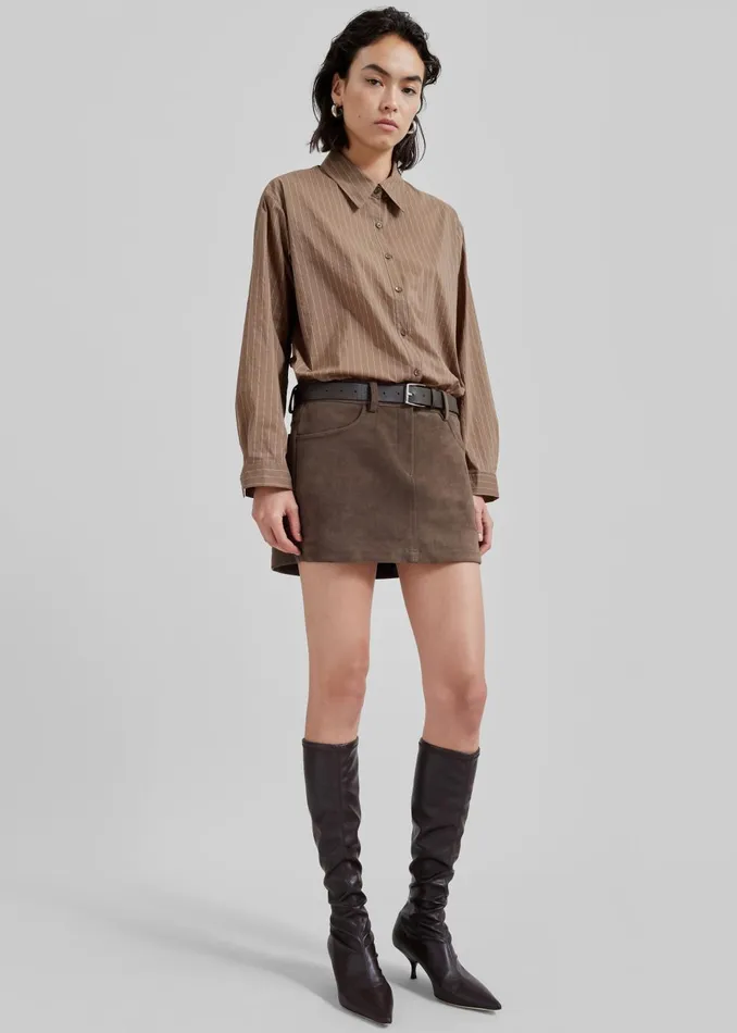 Women Peoria Faux Suede Mini Skirt 8211 Brown The Frankie Shop Bottoms