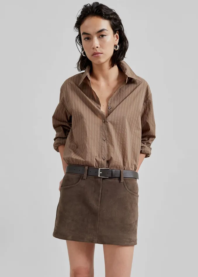 Women Peoria Faux Suede Mini Skirt 8211 Brown The Frankie Shop Bottoms