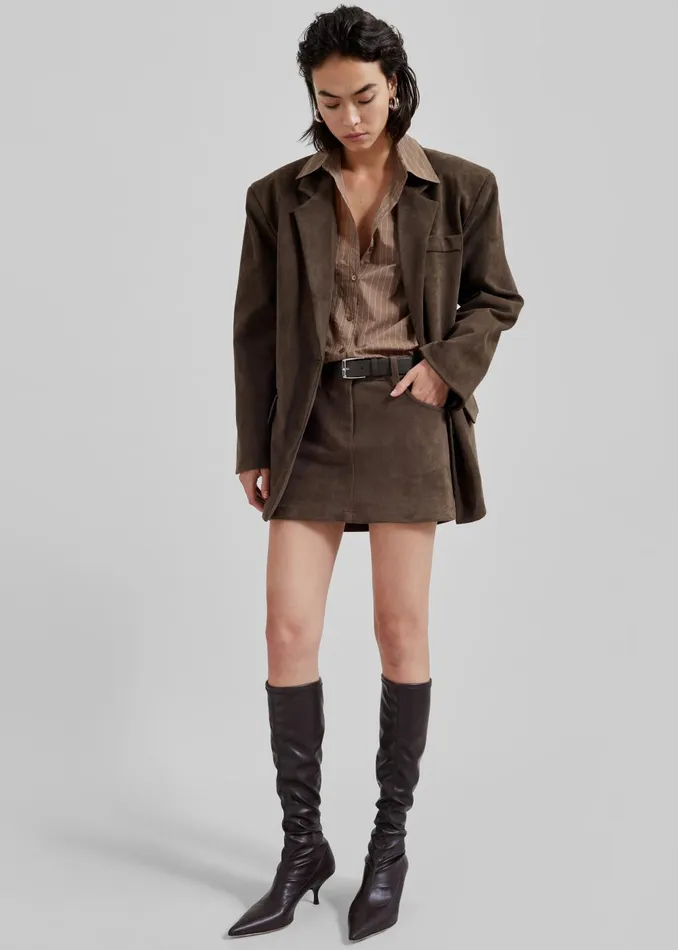 Women Peoria Faux Suede Mini Skirt 8211 Brown The Frankie Shop Bottoms