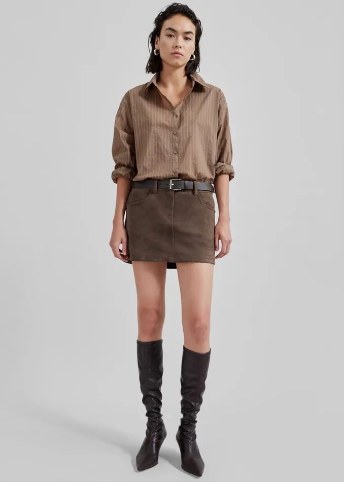 Women Peoria Faux Suede Mini Skirt 8211 Brown The Frankie Shop Bottoms