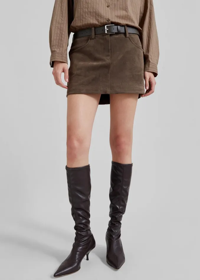 Women Peoria Faux Suede Mini Skirt 8211 Brown The Frankie Shop Bottoms