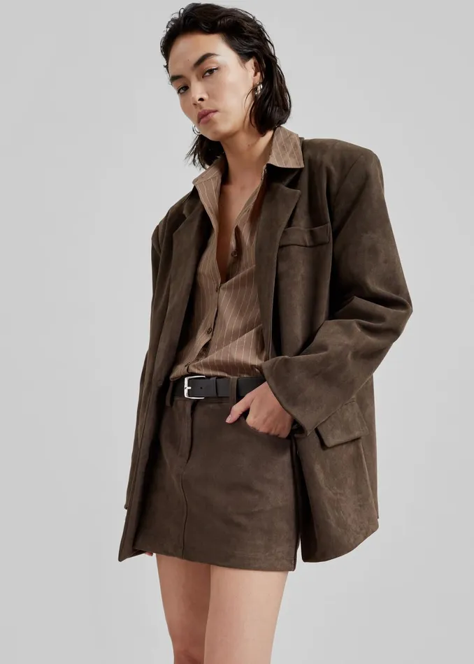 Women Peoria Faux Suede Mini Skirt 8211 Brown The Frankie Shop Bottoms