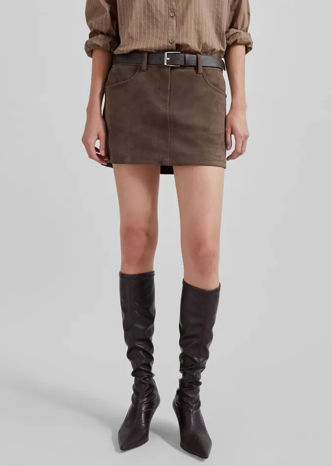 Women Peoria Faux Suede Mini Skirt 8211 Brown The Frankie Shop Bottoms