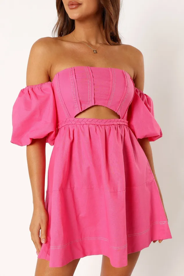 Women petalandpup Aurora Off Shoulder Mini Dress 8211 Pink Pink Dresses