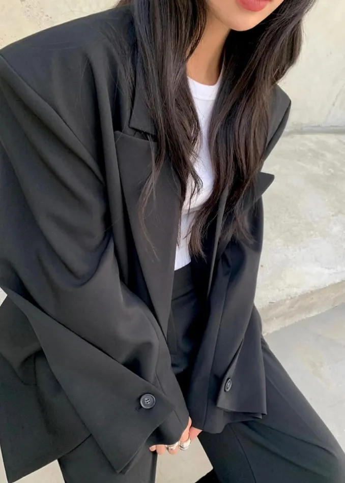 Women Pia Boxy Blazer 8211 Black The Frankie Shop Outerwear