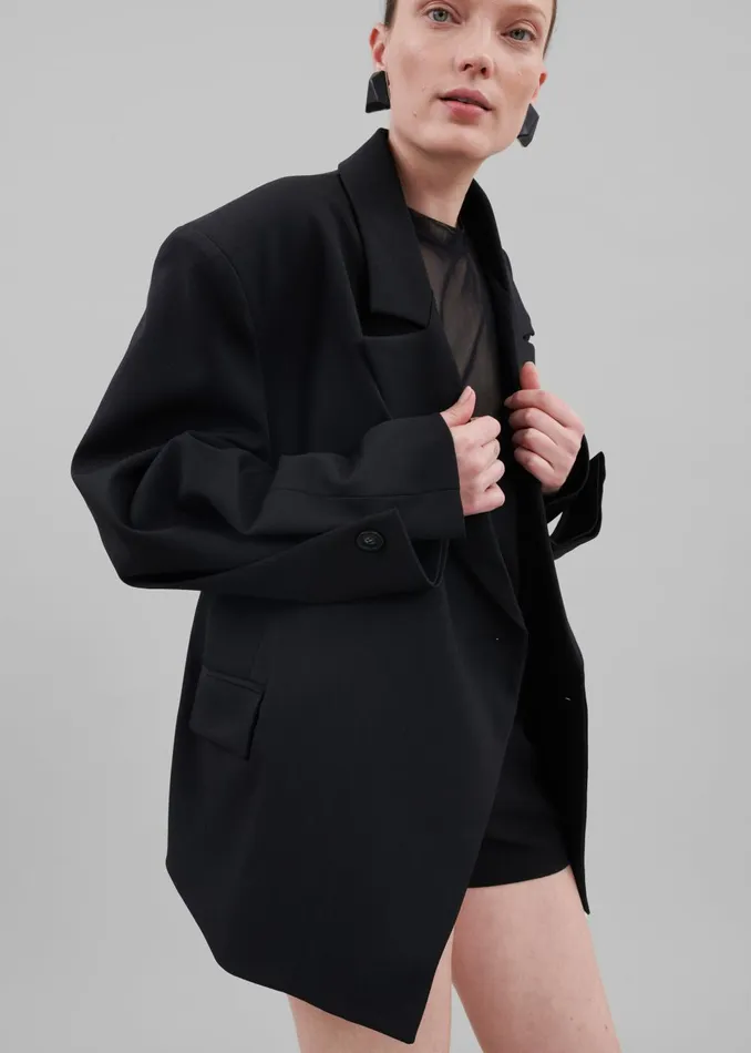 Women Pia Boxy Blazer 8211 Black The Frankie Shop Outerwear