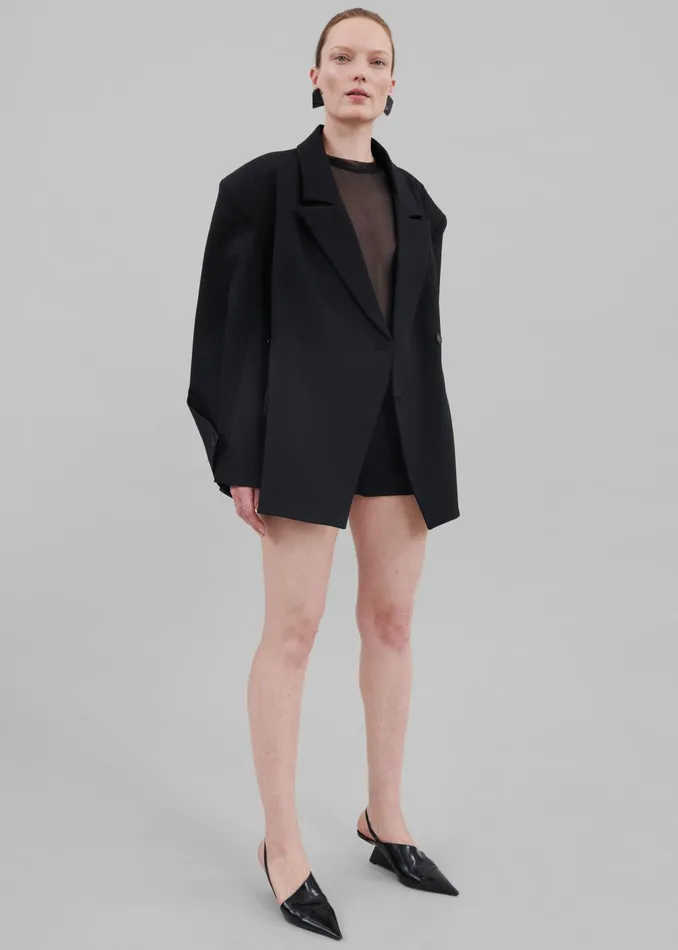 Women Pia Boxy Blazer 8211 Black The Frankie Shop Outerwear