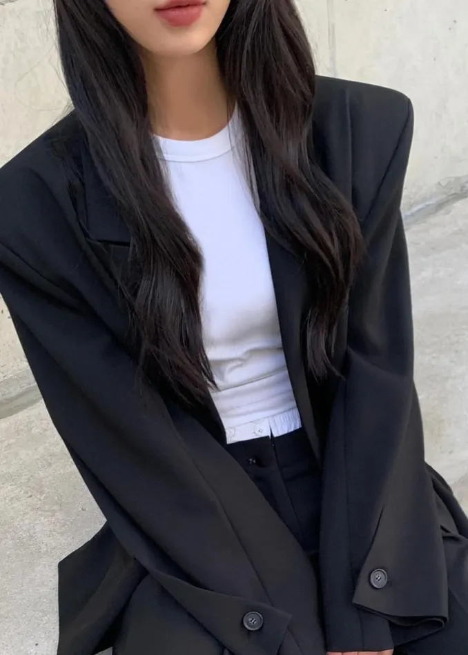Women Pia Boxy Blazer 8211 Black The Frankie Shop Outerwear