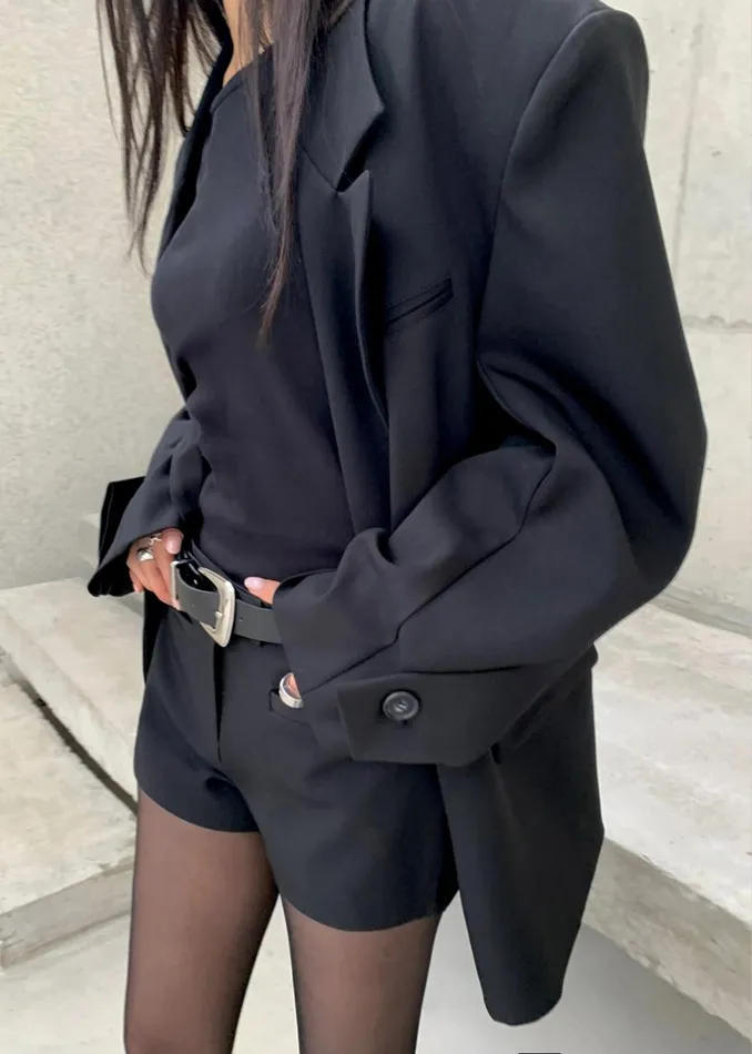 Women Pia Boxy Blazer 8211 Black The Frankie Shop Outerwear