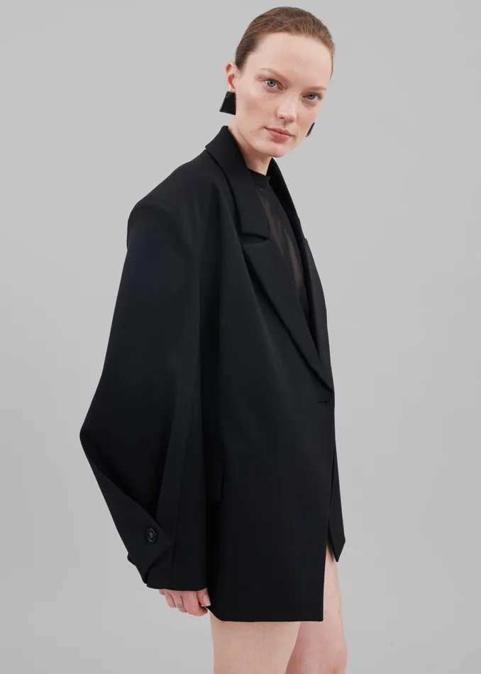 Women Pia Boxy Blazer 8211 Black The Frankie Shop Outerwear