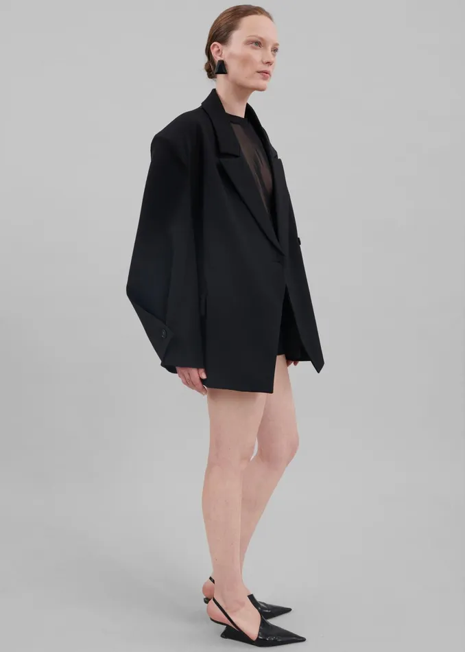 Women Pia Boxy Blazer 8211 Black The Frankie Shop Outerwear