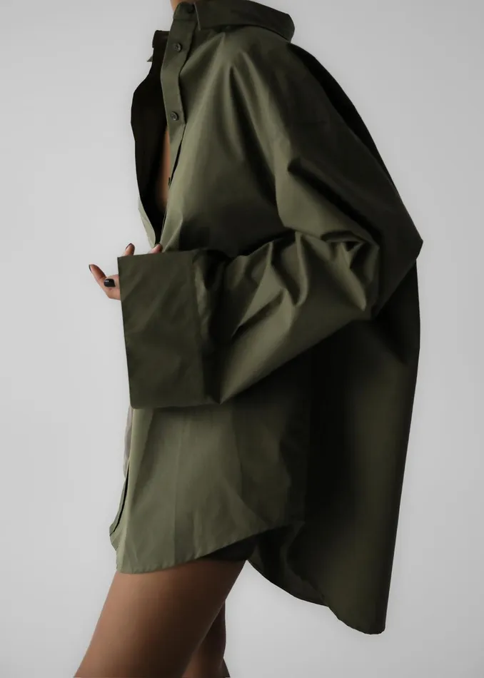Women Prato Button Up Shirt 8211 Khaki The Frankie Shop Tops