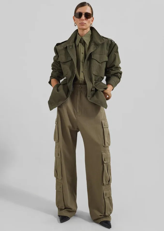 Women Prato Button Up Shirt 8211 Khaki The Frankie Shop Tops