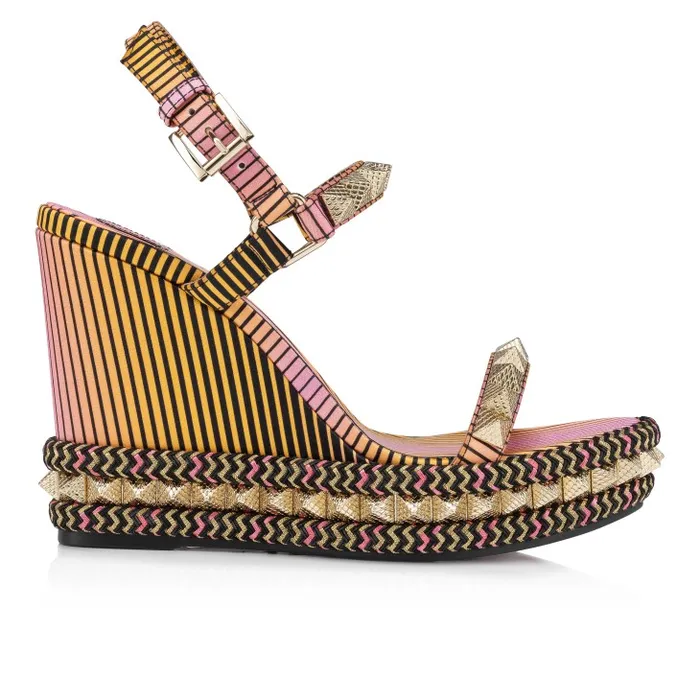 Women Pyraclou 110 Mm Espadrilles 8211 Aftersun Printed Crepe Satin 8211 Multicolor Christian Louboutin Platforms