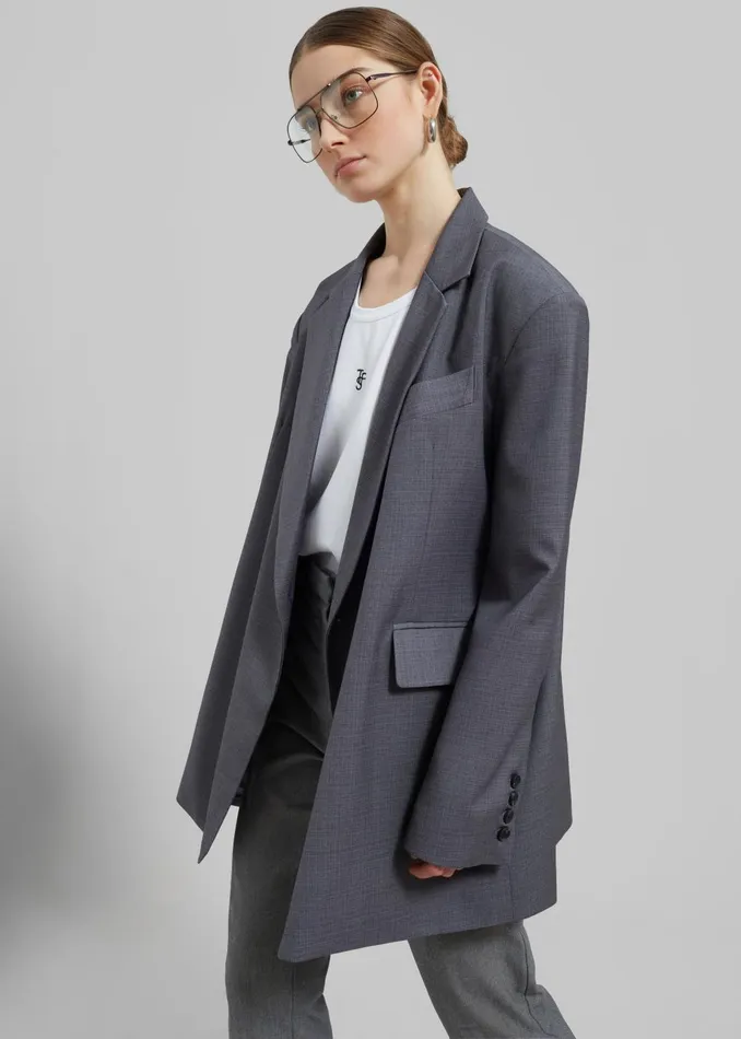 Women Quincy Blazer 8211 Grey The Frankie Shop Outerwear