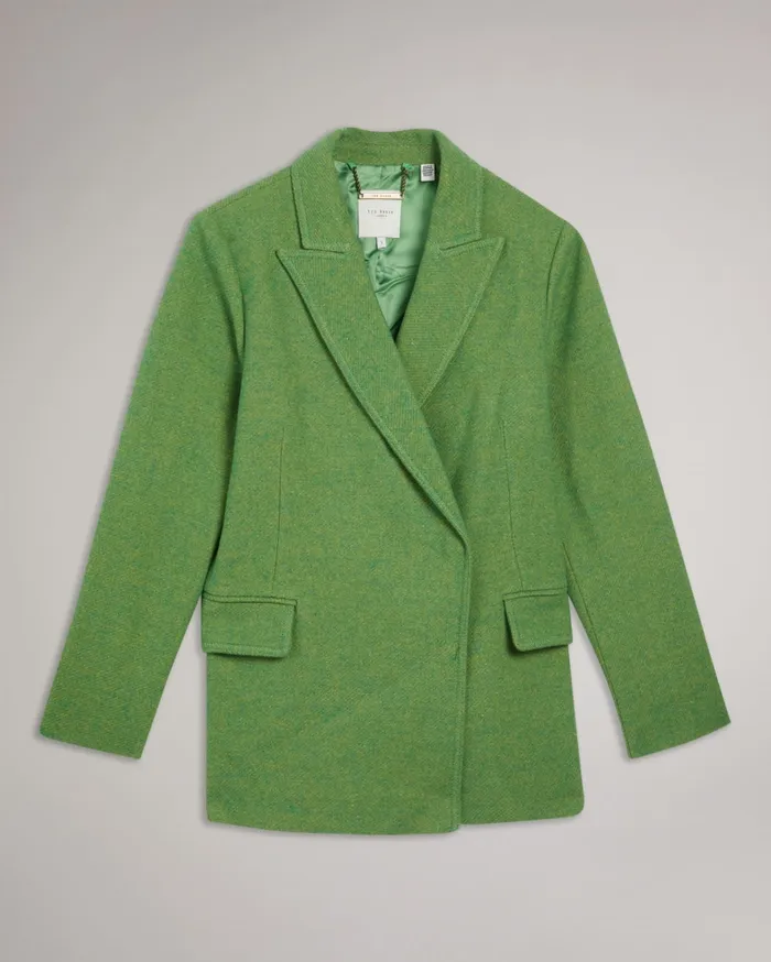 Women RACHILL 8211 Oversized Double Breasted Blazer Coat Medium Green Ted Baker Coats and Jackets