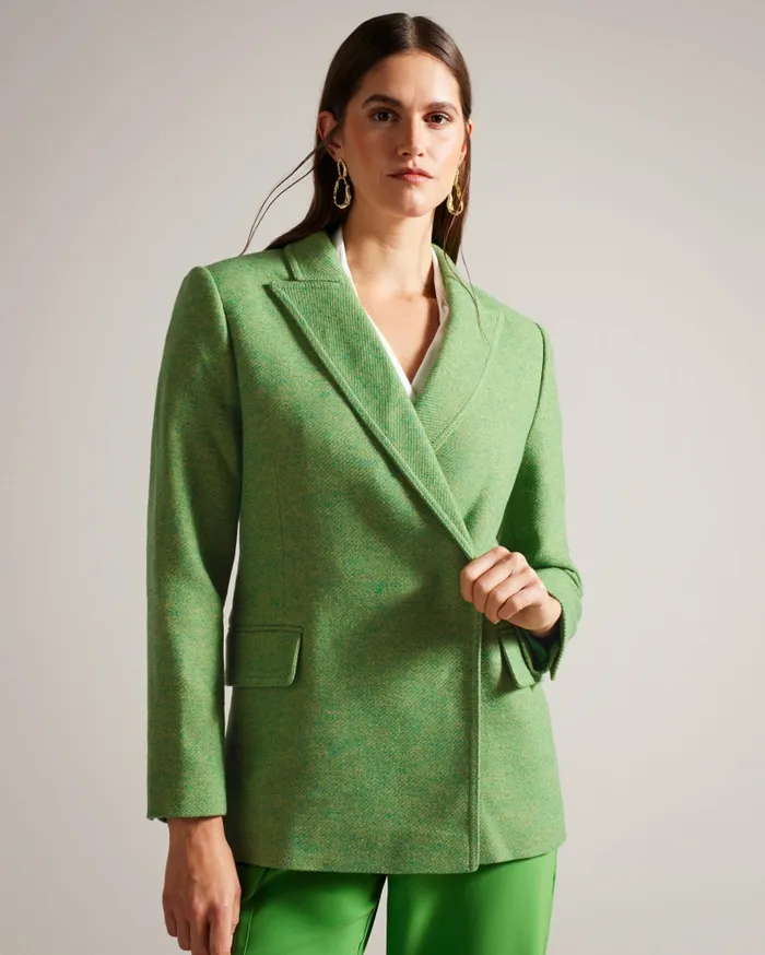 Women RACHILL 8211 Oversized Double Breasted Blazer Coat Medium Green Ted Baker Coats and Jackets