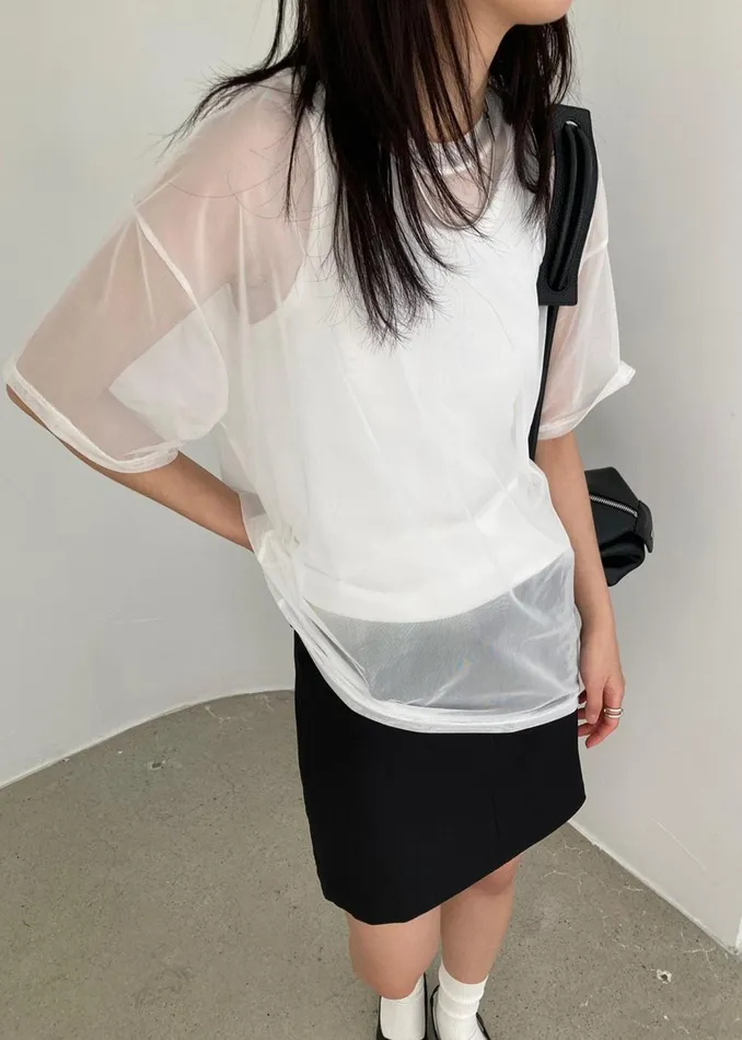 Women Ramy Mesh Tee 8211 White The Frankie Shop Tops