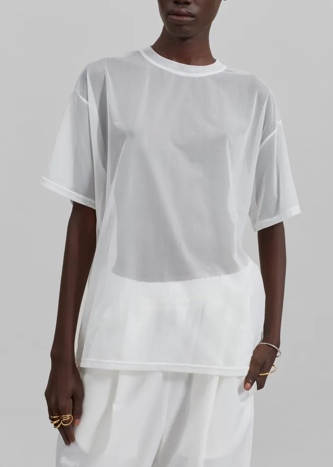 Women Ramy Mesh Tee 8211 White The Frankie Shop Tops