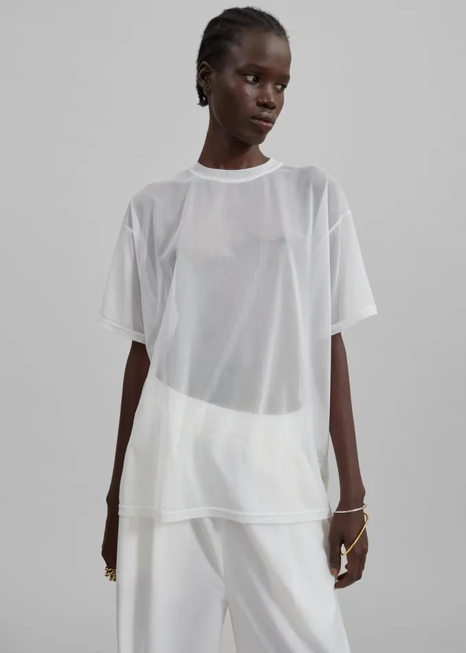 Women Ramy Mesh Tee 8211 White The Frankie Shop Tops