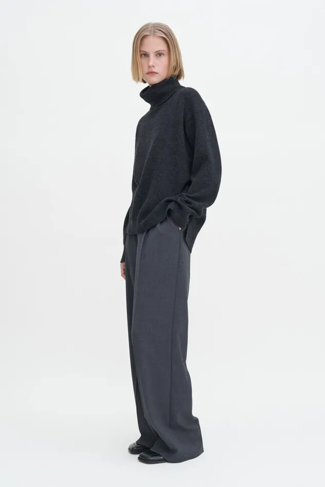 Women Relaxed Turtleneck Sweater Anthracite Melange Filippa K Knitwear