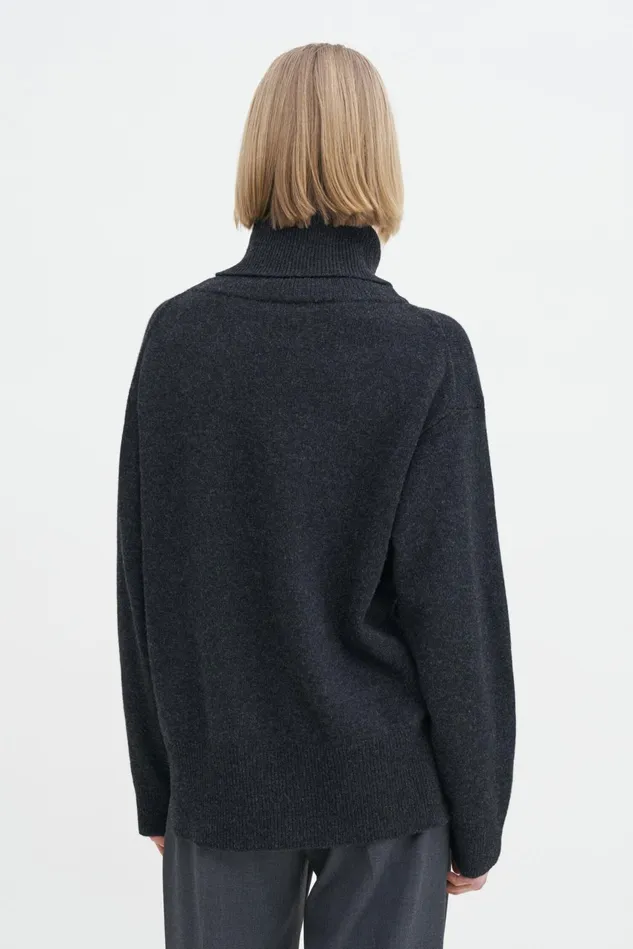 Women Relaxed Turtleneck Sweater Anthracite Melange Filippa K Knitwear