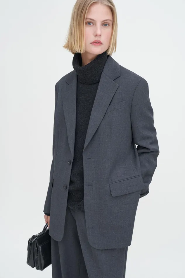 Women Relaxed Turtleneck Sweater Anthracite Melange Filippa K Knitwear