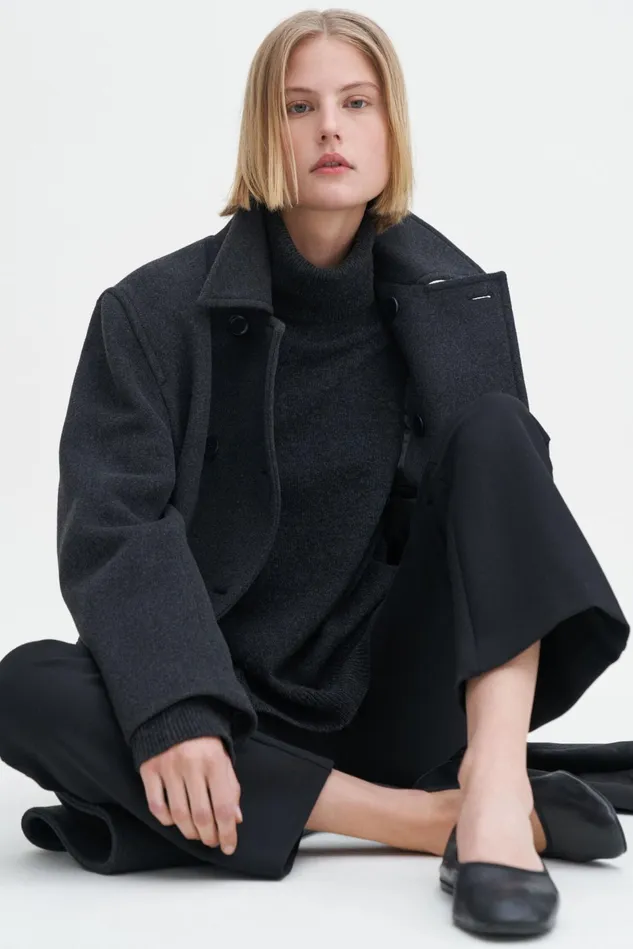 Women Relaxed Turtleneck Sweater Anthracite Melange Filippa K Knitwear