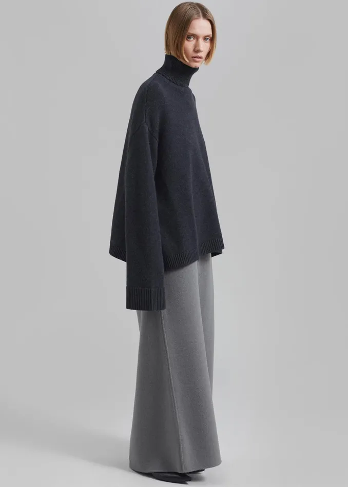 Women Rhea Trapeze Turtleneck 8211 Charcoal The Frankie Shop Knitwear