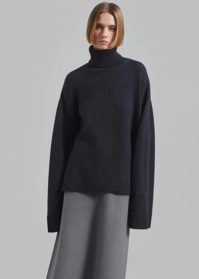 Women Rhea Trapeze Turtleneck 8211 Charcoal The Frankie Shop Knitwear