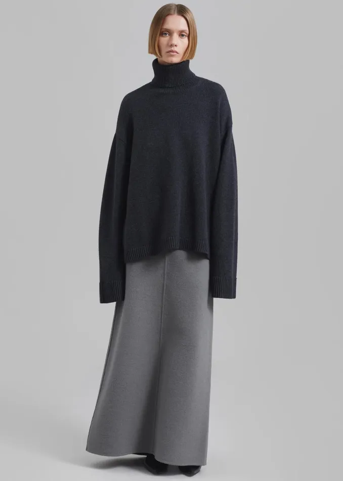 Women Rhea Trapeze Turtleneck 8211 Charcoal The Frankie Shop Knitwear