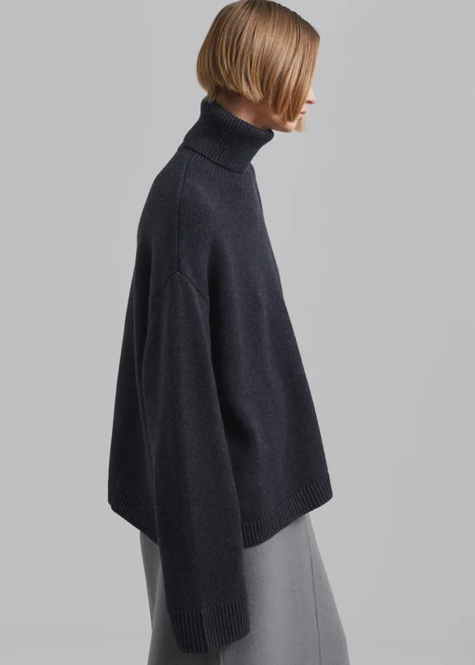 Women Rhea Trapeze Turtleneck 8211 Charcoal The Frankie Shop Knitwear