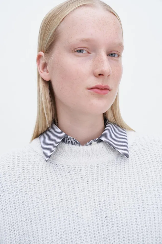 Women Ribbed Mohair Sweater Winter White Filippa K Knitwear