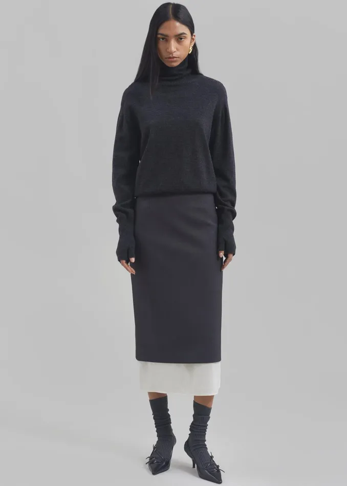 Women Roane Midi Skirt 8211 Charcoal The Frankie Shop Bottoms