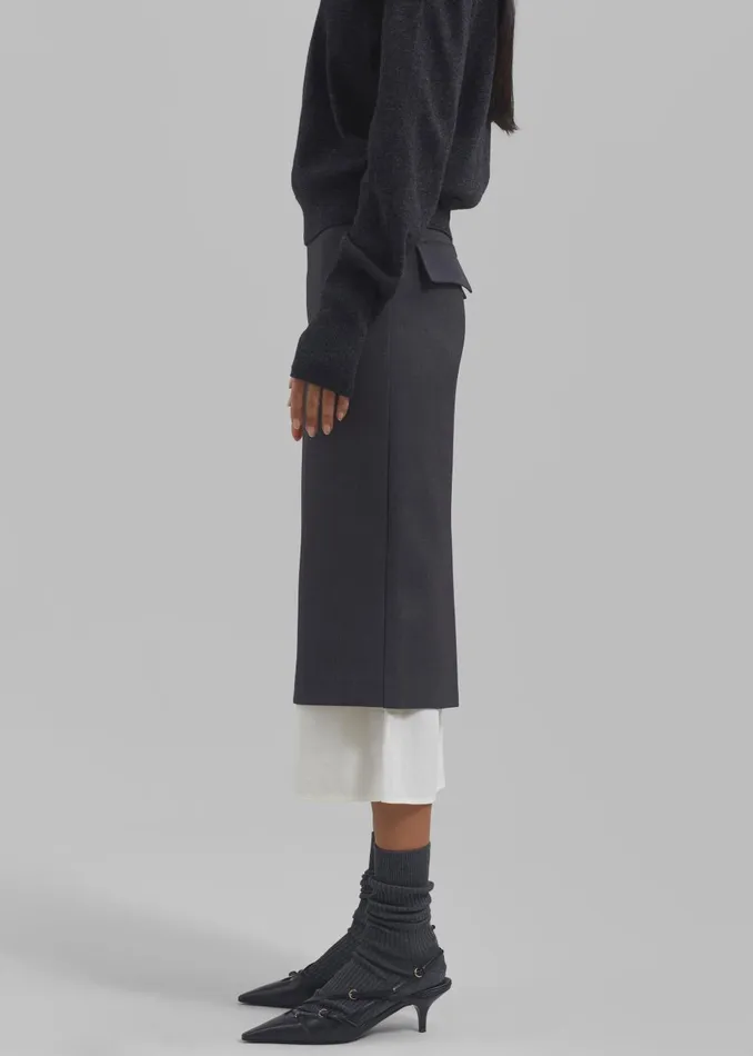 Women Roane Midi Skirt 8211 Charcoal The Frankie Shop Bottoms