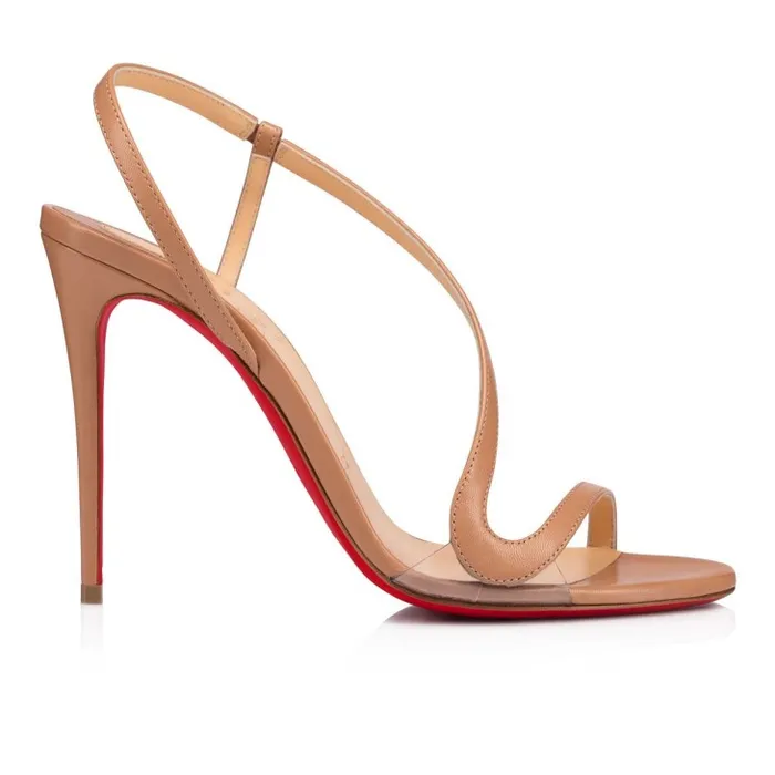 Women Rosalie 100 Mm Sandals 8211 Leather And PVC 8211 Blush Christian Louboutin Sandals and Slides