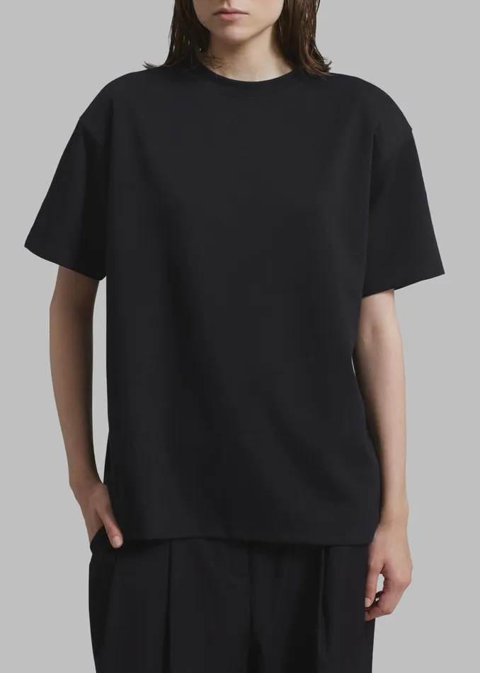 Women Rowen Padded Shoulder Tee 8211 Black The Frankie Shop Tops