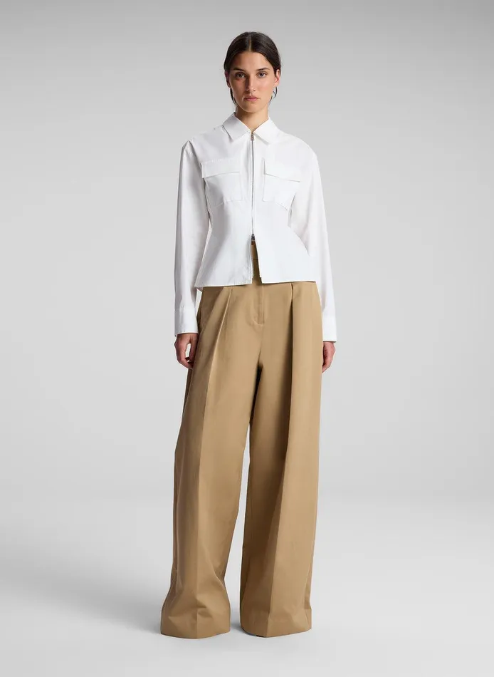 Women Sage Cotton Zip Top White ALC Tops