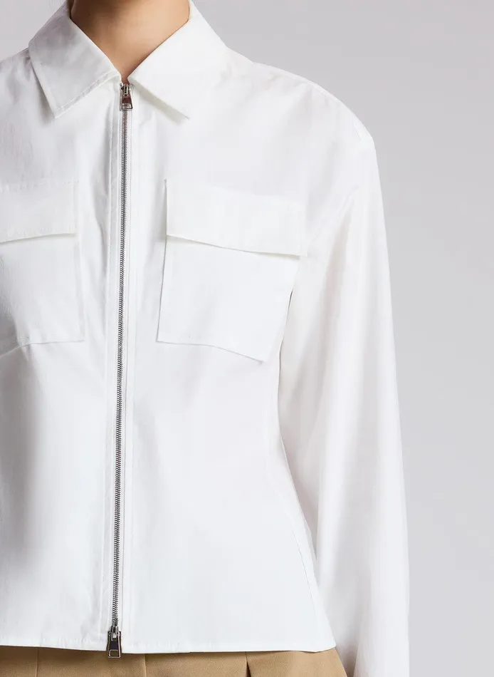Women Sage Cotton Zip Top White ALC Tops