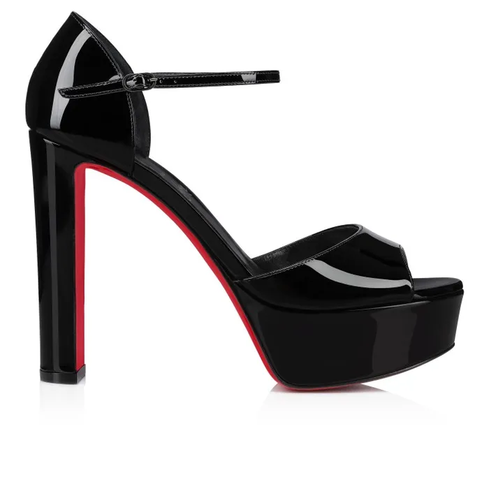 Women Sandaloo 130 Mm Sandals 8211 Patent Leather 8211 Black Christian Louboutin Platforms