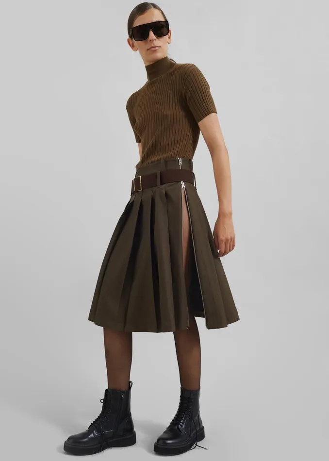 Women Sarina Pleated Skirt 8211 Brown The Frankie Shop Bottoms
