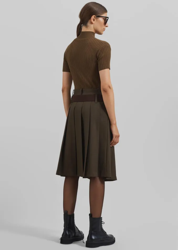 Women Sarina Pleated Skirt 8211 Brown The Frankie Shop Bottoms