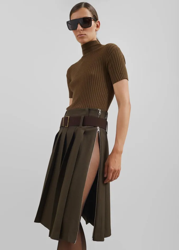Women Sarina Pleated Skirt 8211 Brown The Frankie Shop Bottoms