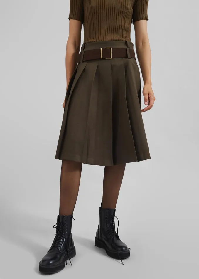 Women Sarina Pleated Skirt 8211 Brown The Frankie Shop Bottoms